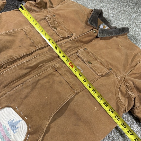 Vintage Distressed Carhartt Full Swing Jacket Super Faded Size Large Patchwork - Picture 15 of 16